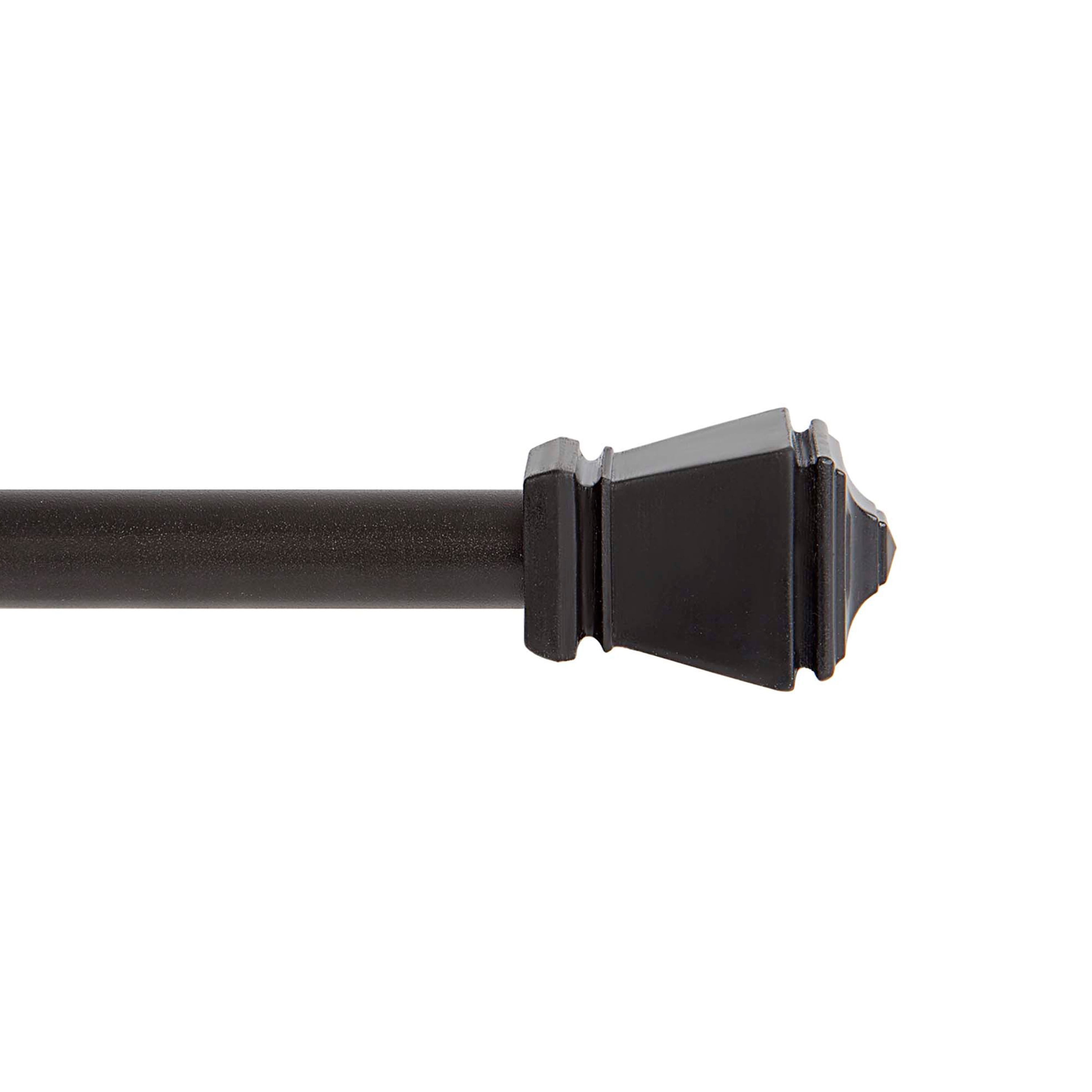 Amelia Black Metal Adjustable Café Curtain Rod with Square Finials