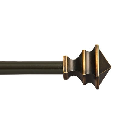 Kenney Arts & Crafts 1/2" Petite Cafe Decorative Window Curtain Rod, 28-48", Oil Rubbed Bronze