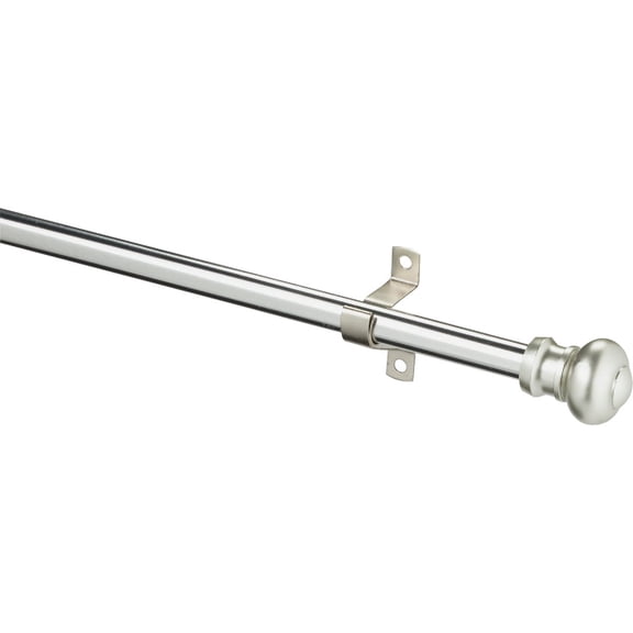 Kenney Ashby 7/16" Adjustable Decorative Caf Curtain Rod, Satin Silver, 48-84 inches