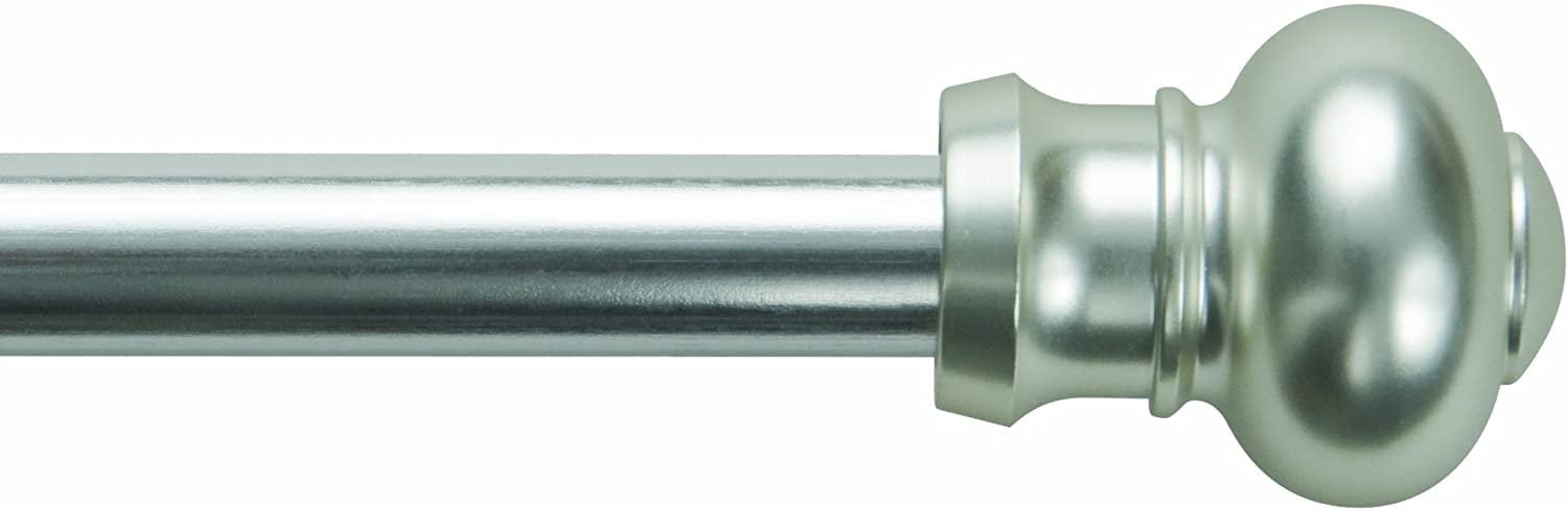 Kenney Ashby 7/16" Adjustable Decorative Caf Curtain Rod, Satin Silver, 48-84 inches