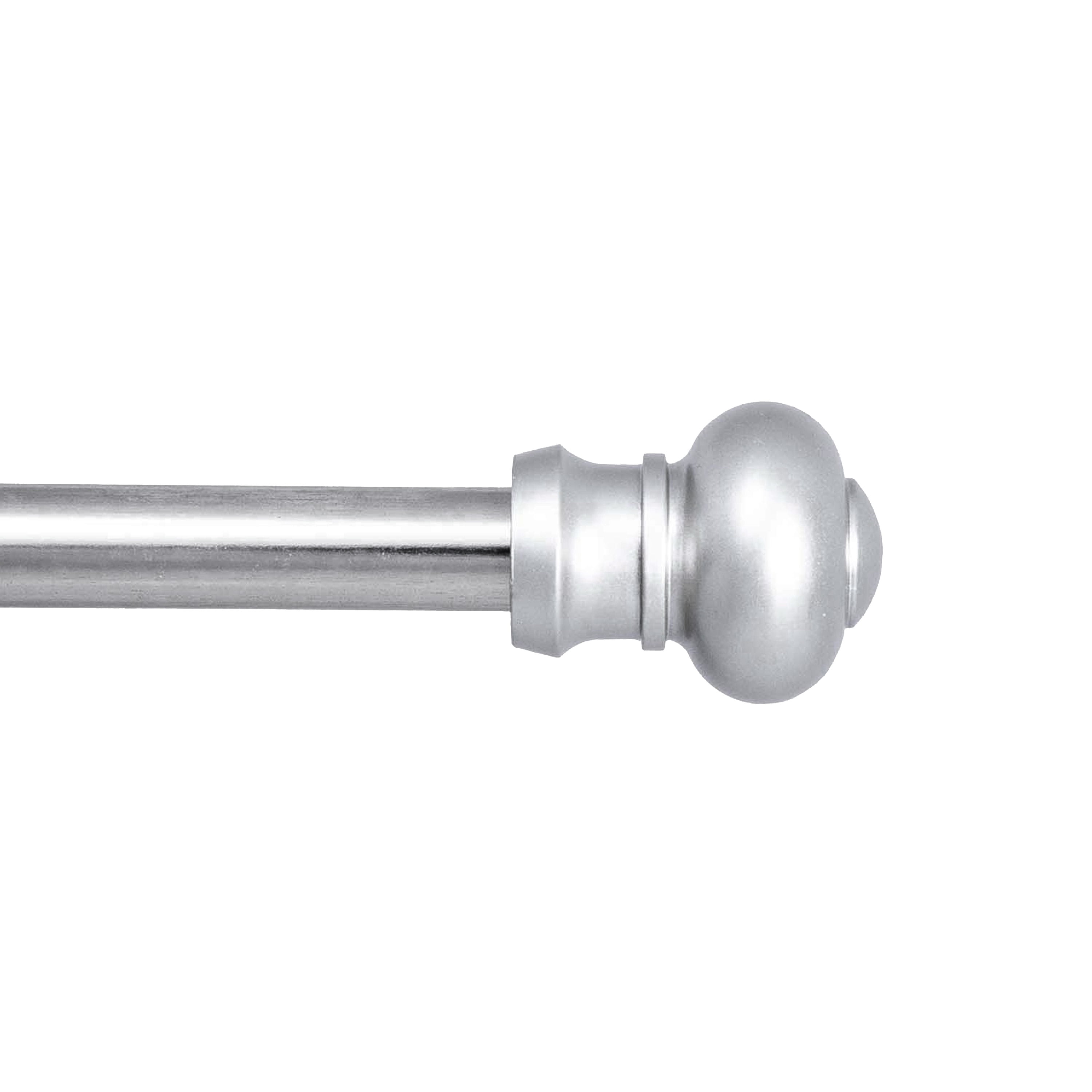 Kenney Ashby 48-84" Petite Caf Adjustable Curtain Rod, 7/16" Dia., Satin Silver