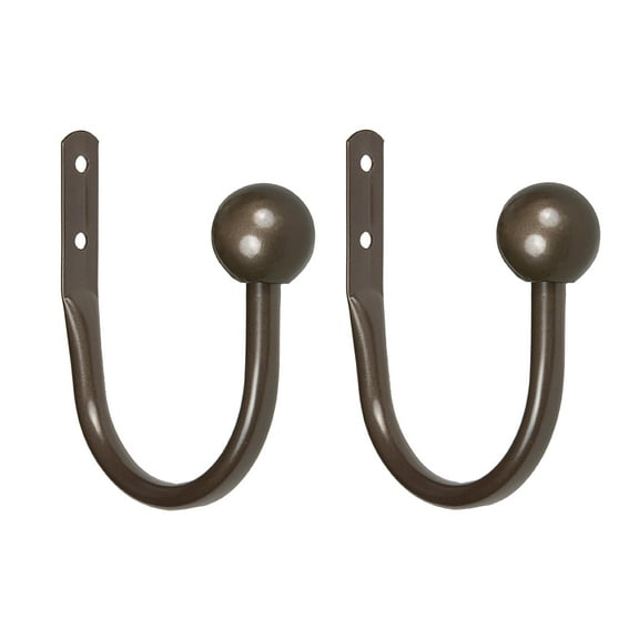 Kenney Ball End Decorative Holdback Set for Curtains and Drapes, Dark Brown, Set of 2