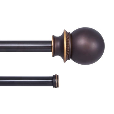 Kenney® Birkin 5/8" Fast Fit? Easy Install Decorative Window Double Curtain Rod, 66-120", Oil Rubbed Bronze