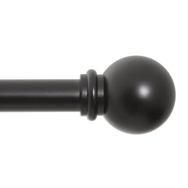 Kenney Chelsea 5/8" Matte Black Single Curtain Rod, 28-48", Black
