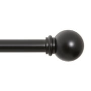 Kenney Chelsea 5/8" Matte Black Single Curtain Rod, 28-48", Black