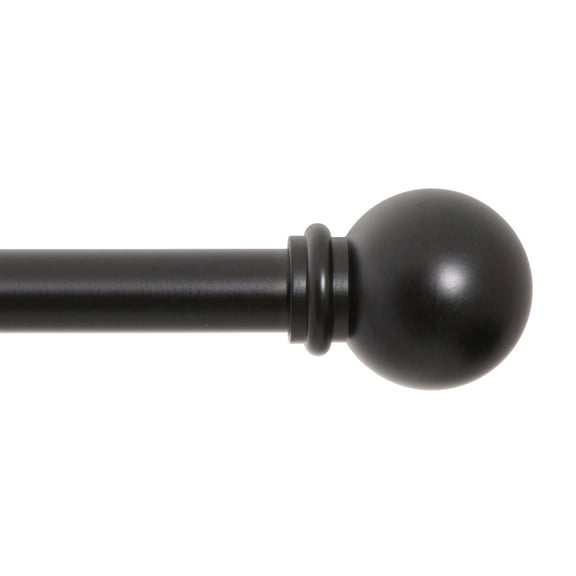 Kenney Chelsea 5/8" Matte Black Single Curtain Rod, 28-48", Black