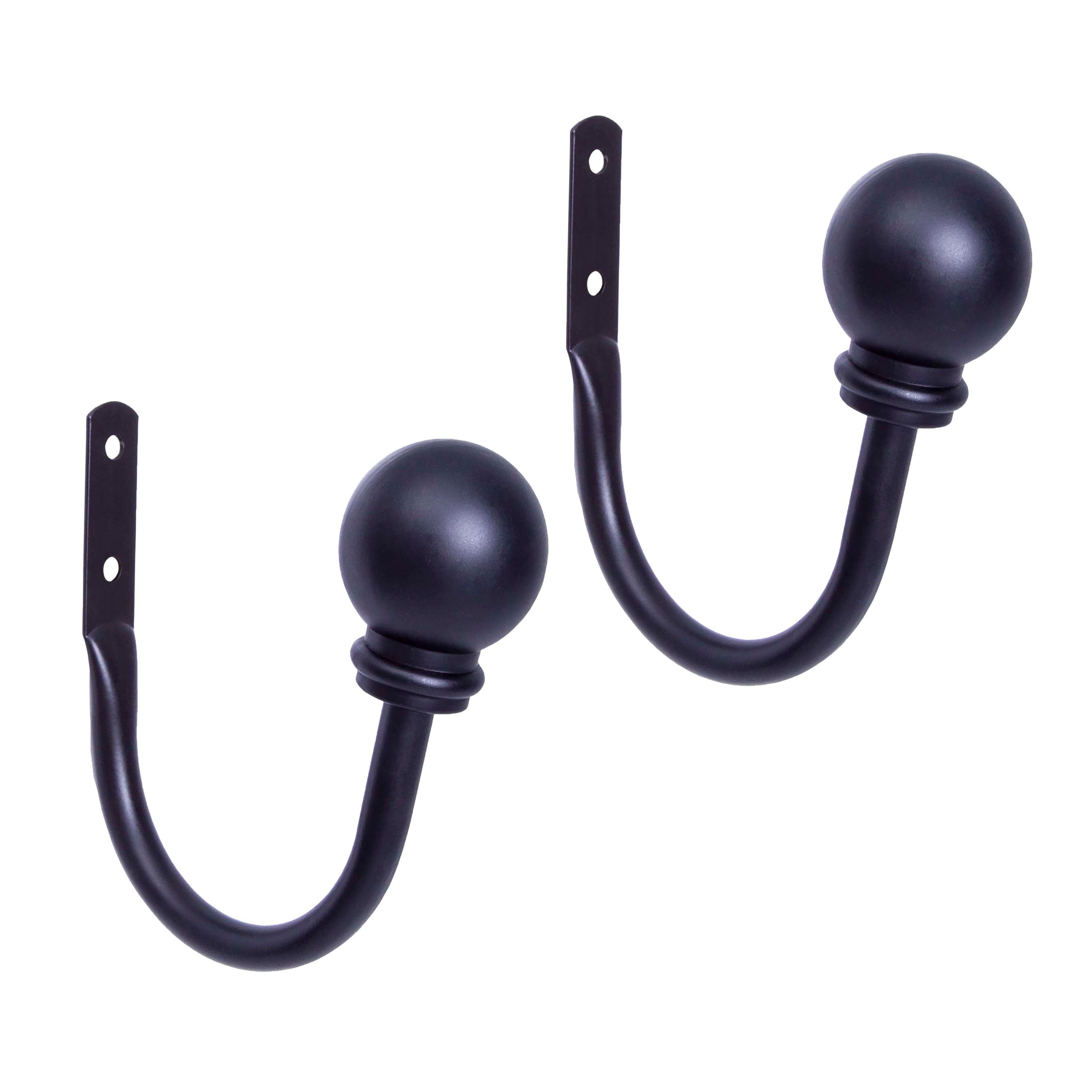 Kenney Black Ball End Metal Drapery Holdbacks Set of 2