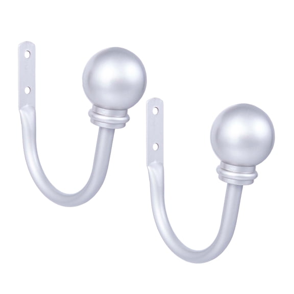 Kenney Chelsea Ball End Curtain Holdback Set, Satin Nickel, Set of 2