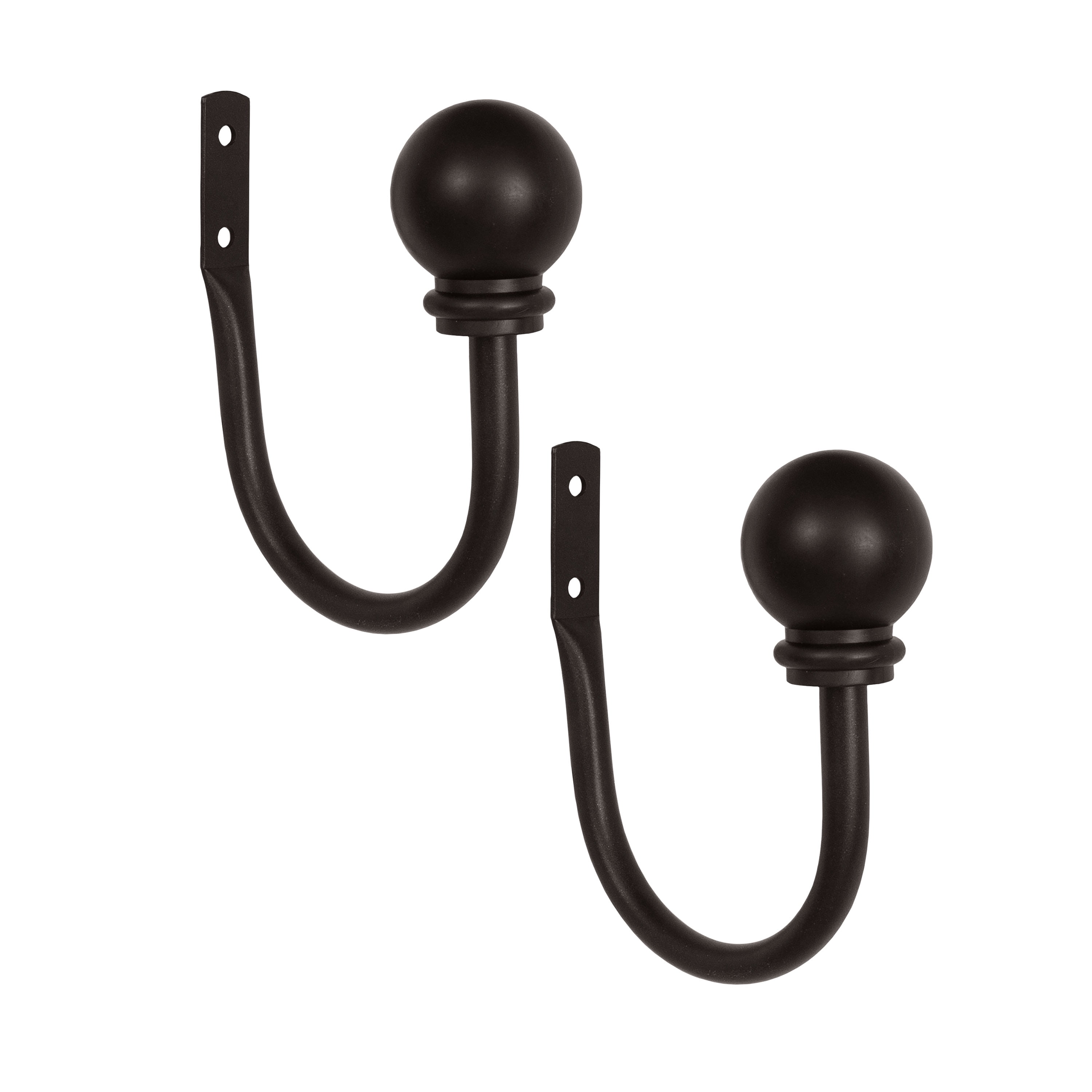 Kenney Chelsea Ball End Curtain Holdback Set, Weathered Brown, Set of 2
