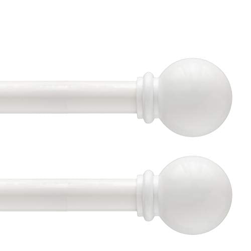 Kenney Chelsea Standard Decorative Window Curtain Rod, 48-86", White, 2 Pack