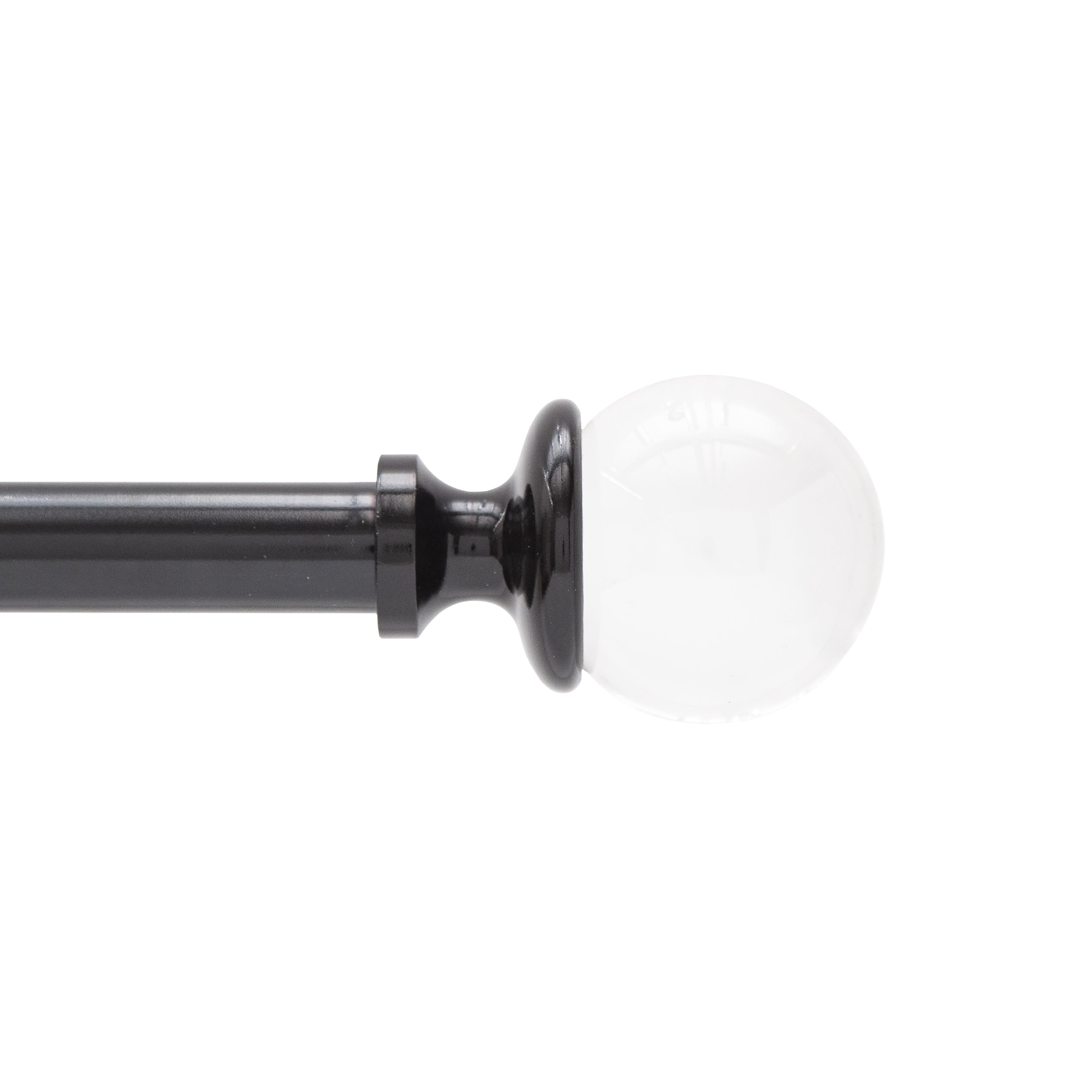Kenney Clear Ball Premium Steel Decorative Window Curtain Rod, 36-66" Adjustable Length, 1" Dia., Glossy Black