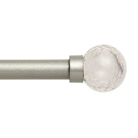 Kenney Clear Crackle 1/2" Petite Cafe Decorative Window Curtain Rod, 28-48", Pewter