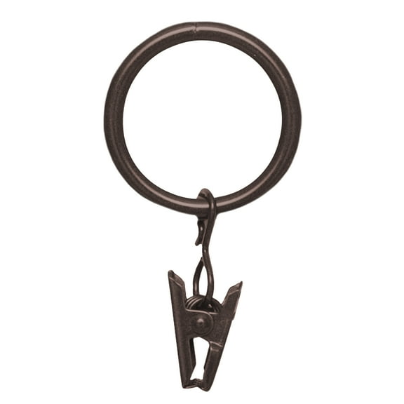 Kenney Clip Rings for 1-1/4" Diameter Curtain Rods, Dark Brown, 7-Pack