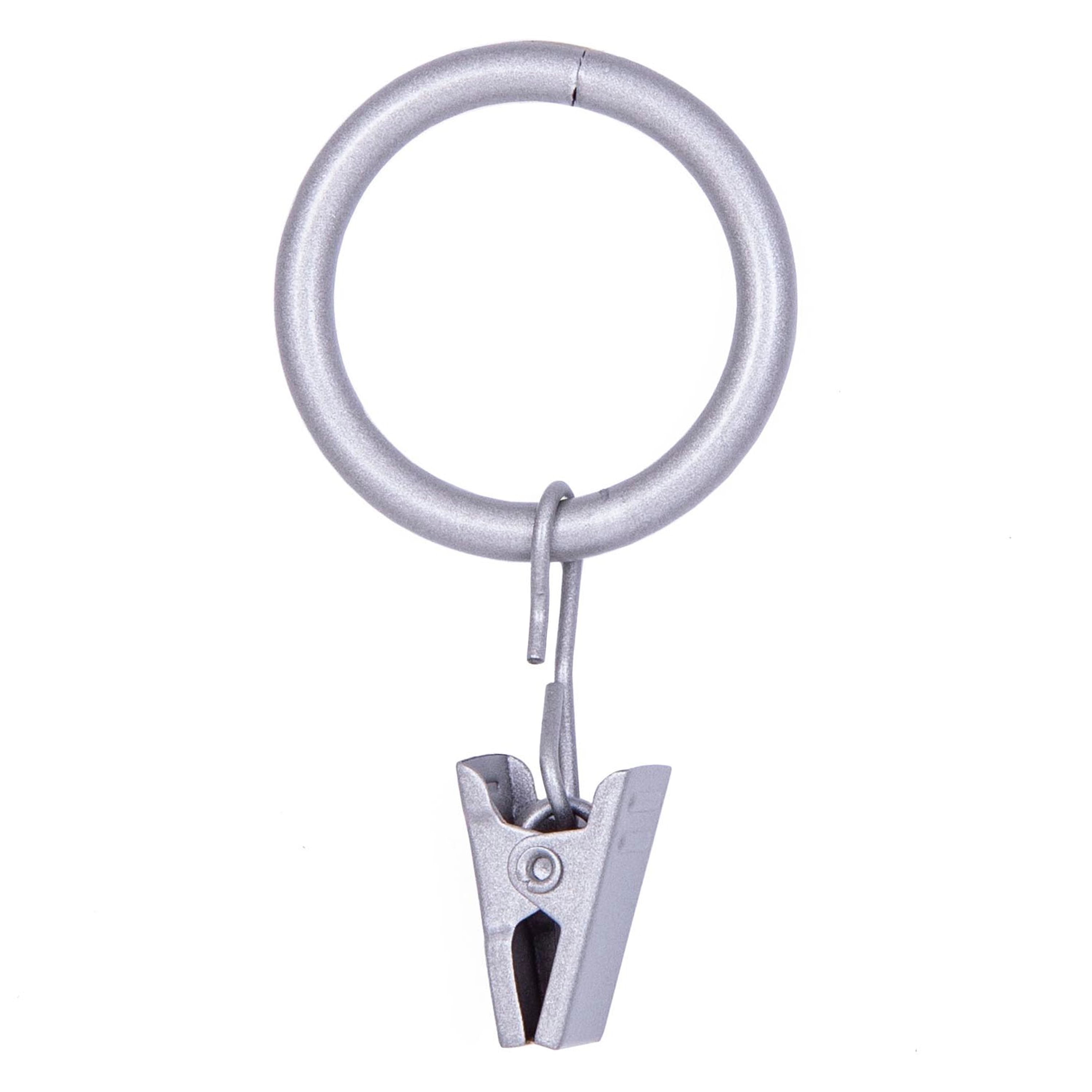 Kenney Clip Rings for 5/8" to 3/4" Diameter Curtain Rods, Brushed Nickel, Set of 14