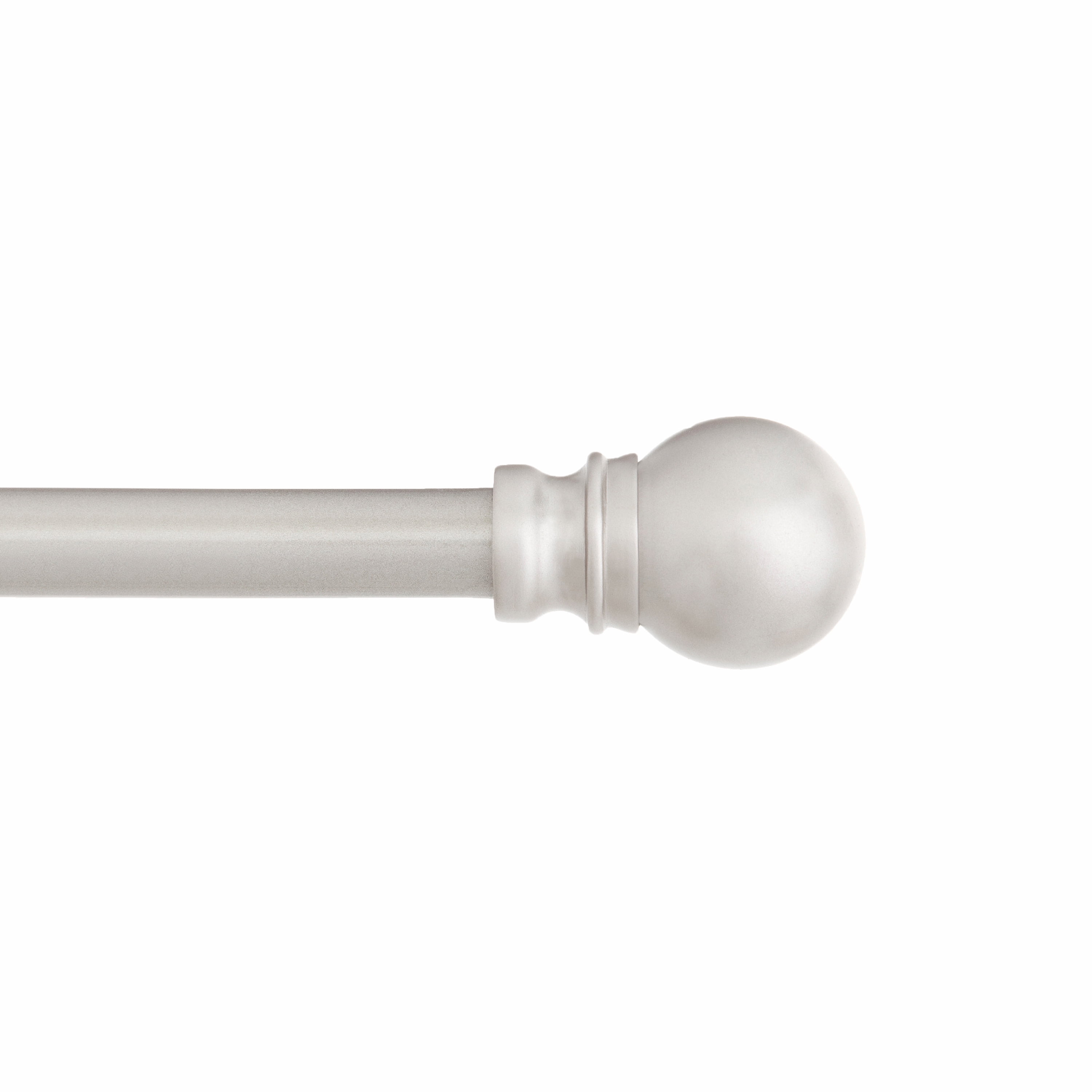 Brushed Nickel Adjustable Petite Café Curtain Rod with Ball Finials
