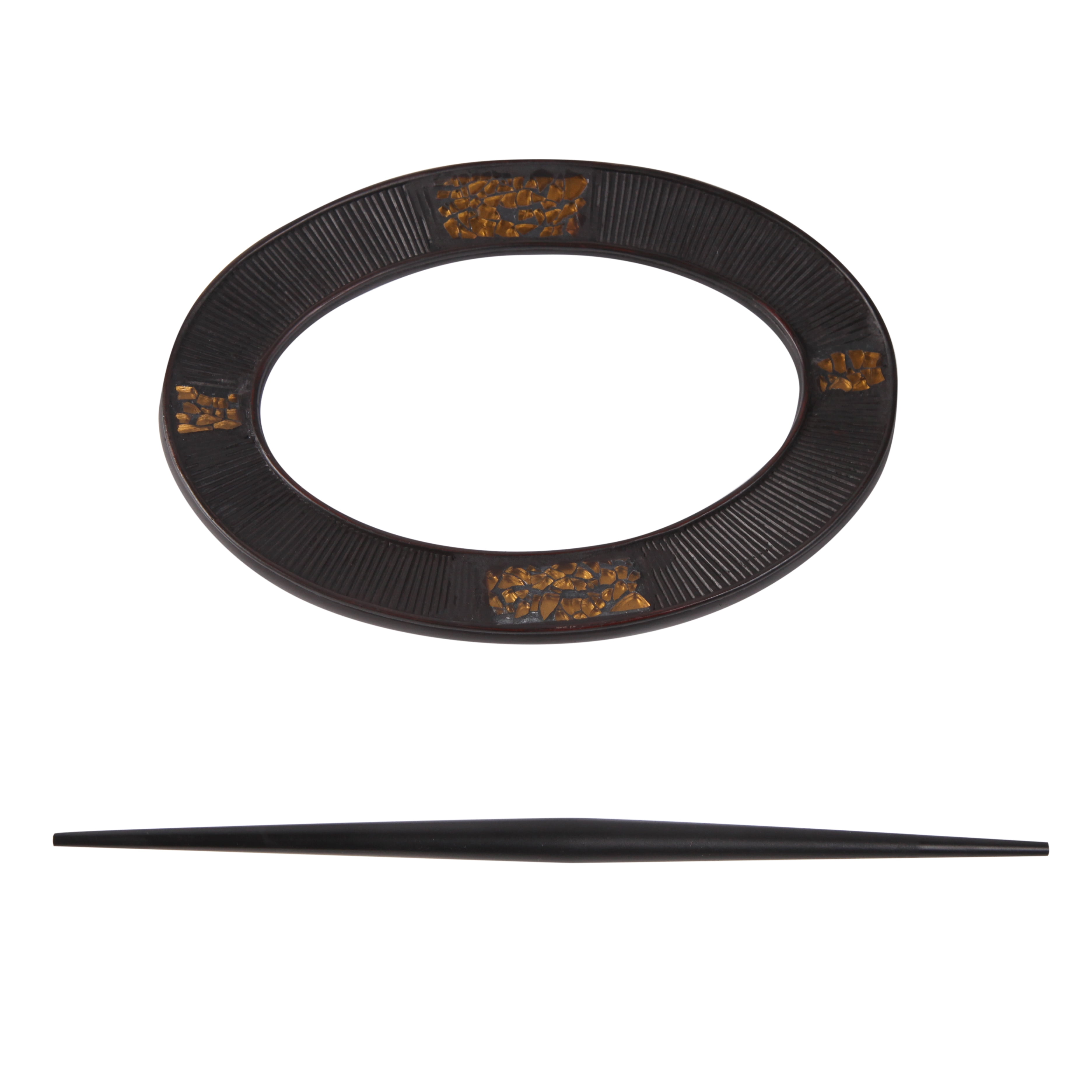 Kenney Decorative Crackled Glass Single Hairpin Holdback for Curtains and Drapes, Brown