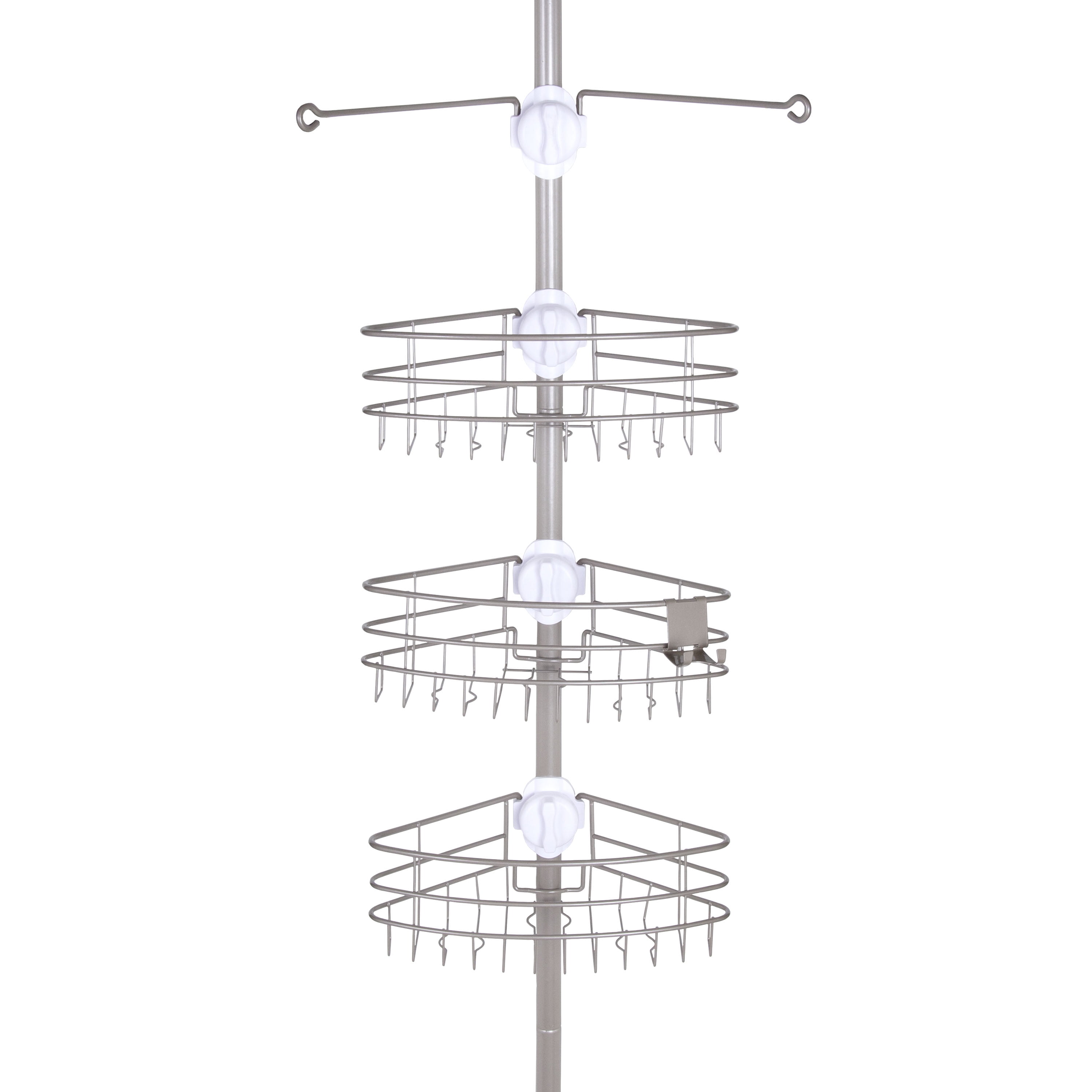 Kenney Mfg 4-Tier Spring Tension Shower Corner Pole Caddy, White KN61523