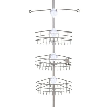 Kenney® EasySlide™ 4-Way Adjustable Corner Pole Caddy, Brushed Nickel