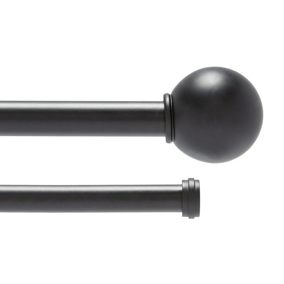 Kenney Edith Premium Steel Decorative Window Double Curtain Rod, 36-66" Adjustable Length, 1" Dia., Matte Black