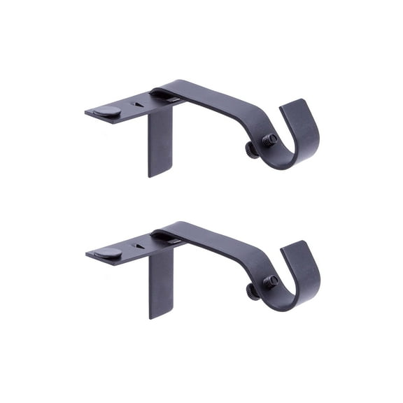 Kenney Fast Fit 5/8" XEF1No Measure Curtain Rod Brackets, Matte Black
