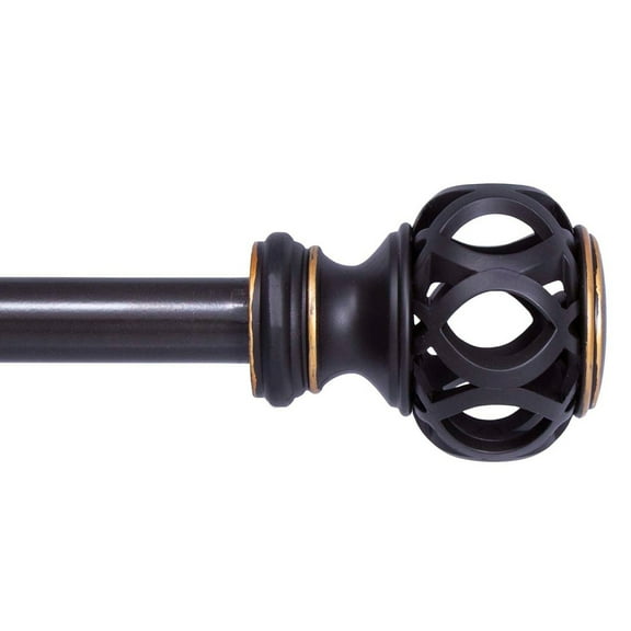 Kenney Fast Fit Easy Install Agatha Decorative Steel Curtain Rod, 42-120" Adjustable Length, 3/4" Dia., Oil Rubbed Bronze