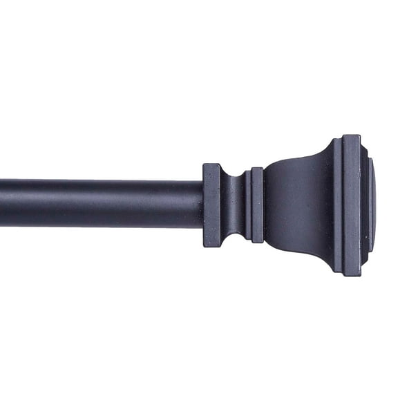 Kenney Fast Fit Easy Install Tyler Decorative Petite Window Curtain Rod, 48-86" Adjustable Length, 1/2" Dia., Black