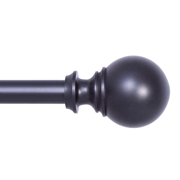 Kenney Fast Fit No Measure Carlin Decorative Steel Curtain Rod, 36-66" Adjustable Length, 5/8" Dia., Matte Black