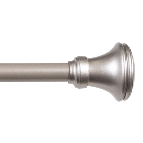 Kenney Fast Fit No Measure Vance Decorative Steel Curtain Rod, 66-120" Adjustable Length, 5/8" Dia., Polished Pewter