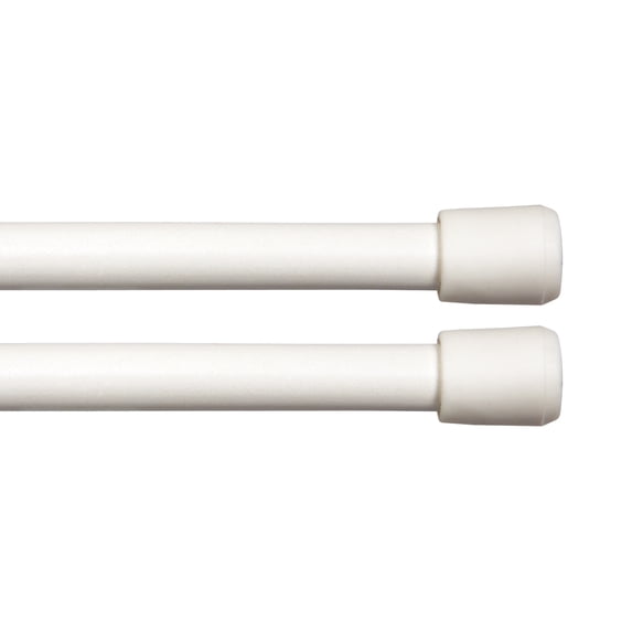 Kenney Fast Fit No Tools 7/16" Spring Tension Rod, 2-Pack 18-28" - White