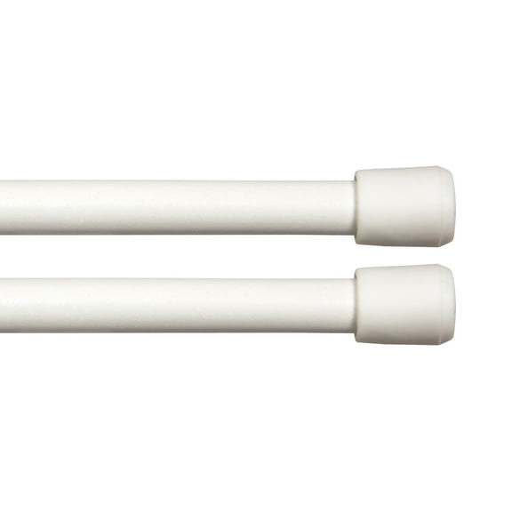 Kenney Fast Fit No Tools 7/16" Spring Tension Rod, 2-Pack 18-28" - White