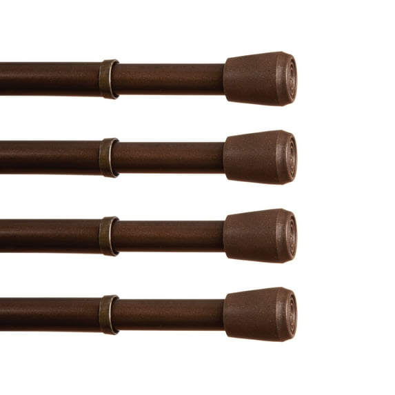 Kenney Fast Fit No Tools 7/16" Spring Tension Rod, 4-Pack 18-28" - Chocolate