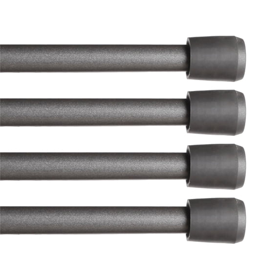 Kenney Fast Fit No Tools 7/16" Spring Tension Rod, 4-Pack 18-28" - Gunmetal