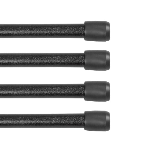 Kenney Fast Fit No Tools 7/16" Spring Tension Rod, 4-Pack 28-48" - Black