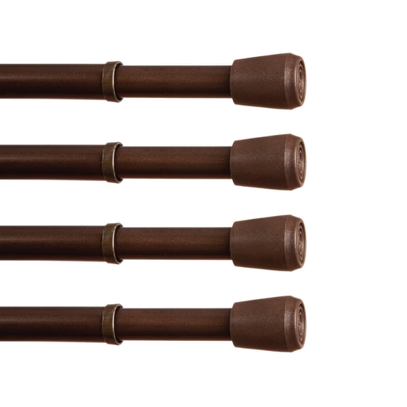 Kenney Fast Fit No Tools 7/16" Spring Tension Rod, 4-Pack 28-48" - Chocolate