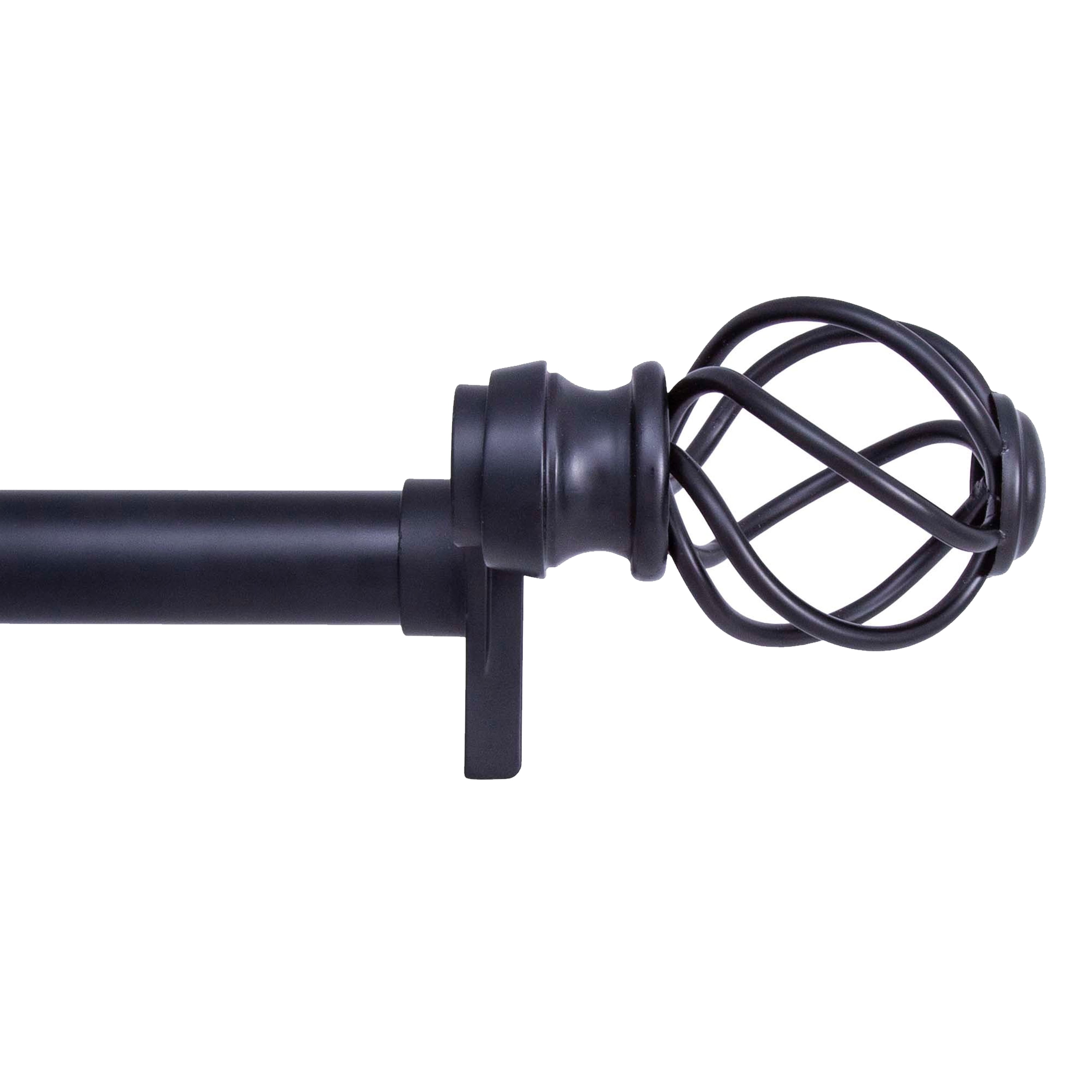 Kenney Fast Fit No Tools Tate Decorative Steel Tension Curtain Rod, 28-48" Adjustable Length, 5/8" Dia., Black