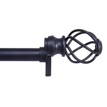 Kenney Fast Fit No Tools Tate Decorative Steel Tension Curtain Rod, 28-48" Adjustable Length, 5/8" Dia., Black