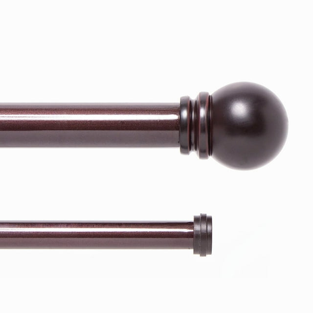 Kenney Hamlin Premium Steel Decorative Window Double Curtain Rod, 36-66" Adjustable Length, 1" Dia., Weathered Brown