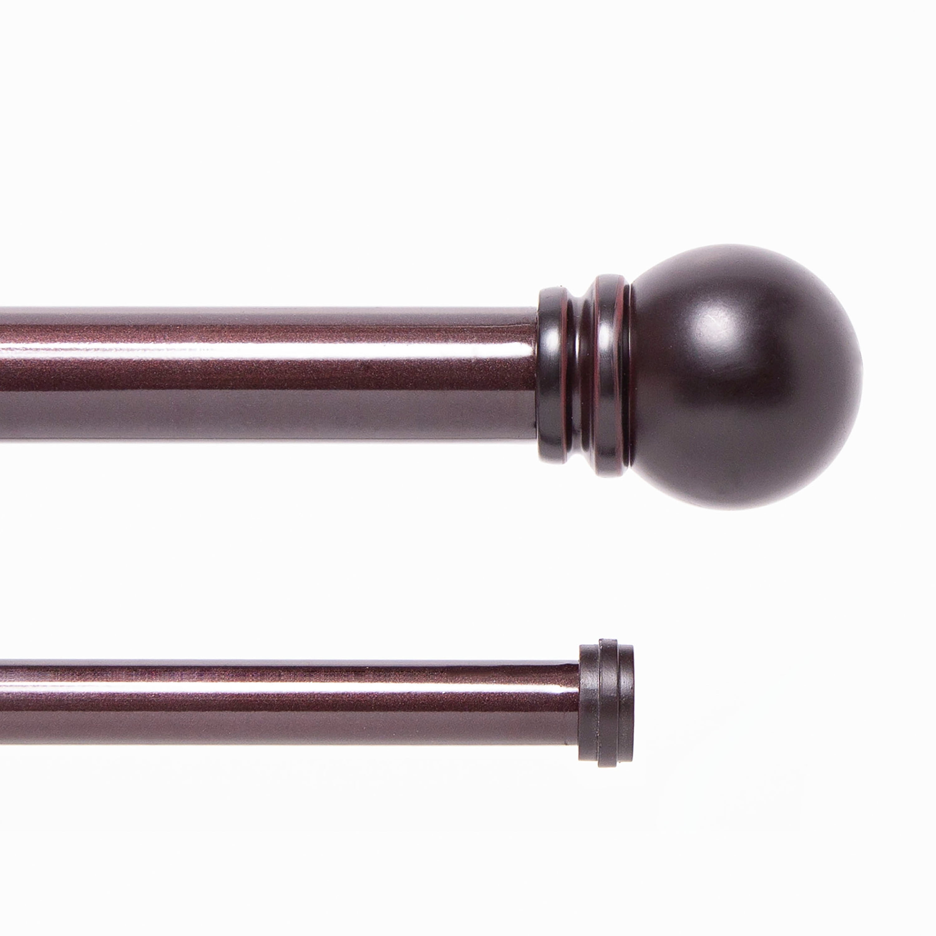 Kenney Hamlin Premium Steel Decorative Window Double Curtain Rod, 66-120" Adjustable Length, 1" Dia., Weathered Brown