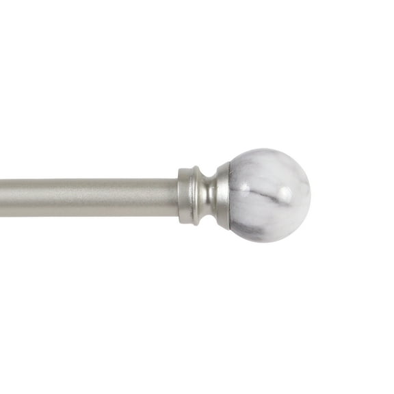 Kenney Jillian Petite Cafe Steel Decorative Window Curtain Rod, 28-48" Adjustable Length, 1/2" Dia., White Marble