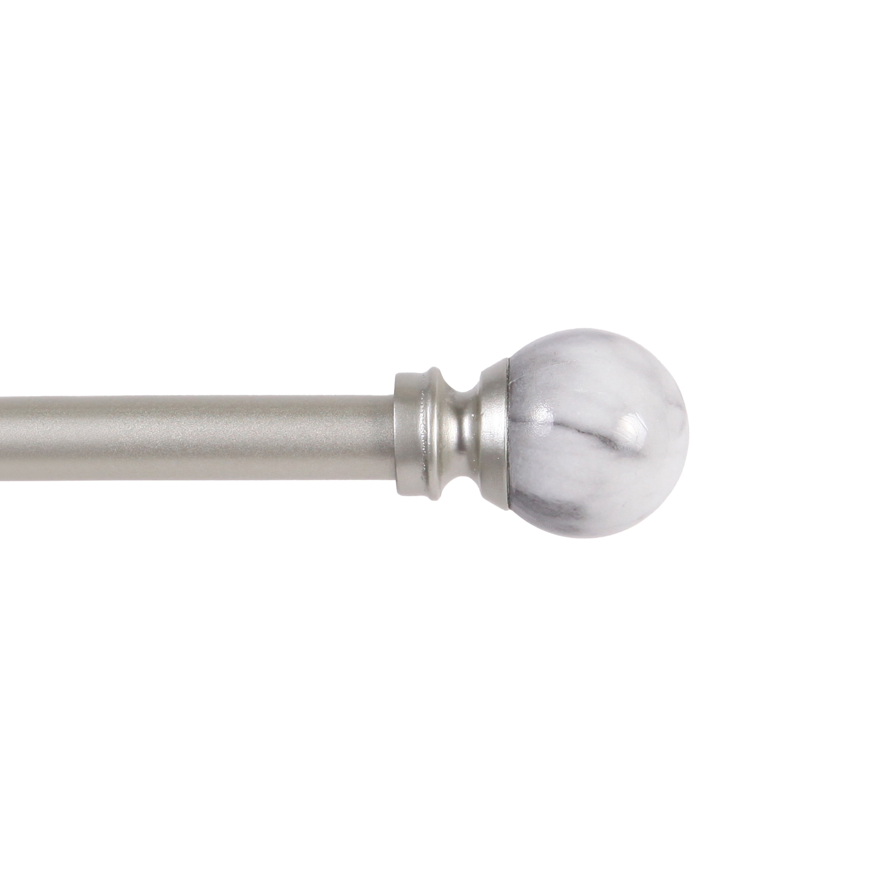 Kenney Jillian Petite Cafe Steel Decorative Window Curtain Rod, 48-86" Adjustable Length, 1/2" Dia., White Marble