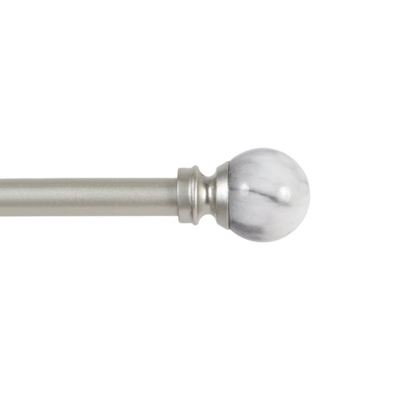 Kenney Jillian Petite Cafe Steel Decorative Window Curtain Rod, 48-86" Adjustable Length, 1/2" Dia., White Marble
