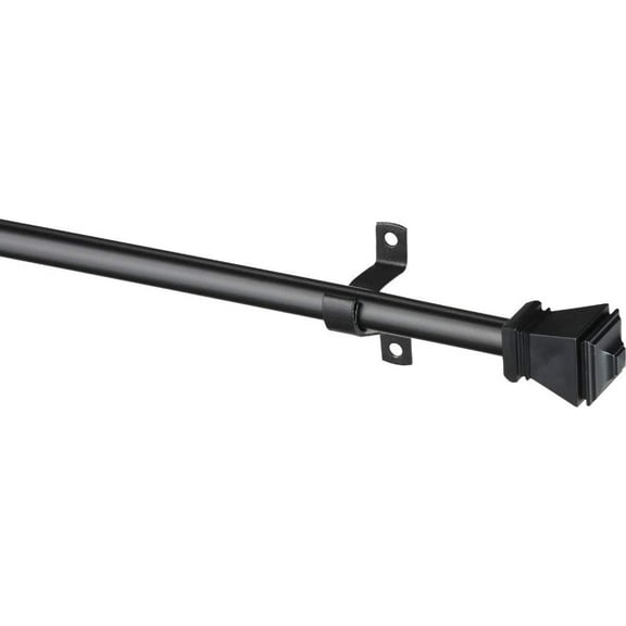Kenney Amel Cafe Rod - Extendable, Double Curtain Rod, Wall Mount - 48-84 in, Black