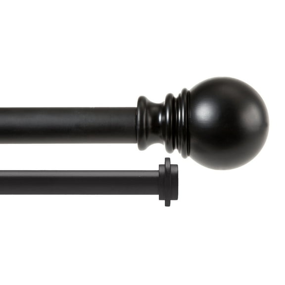 Kenney Layla 30-84" Value Decorative Steel Adjustable Double Curtain Rod, 1" Dia., Black