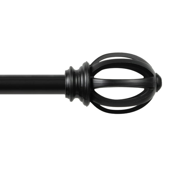 Kenney Lilly Cage 5/8" Fast Fit, Easy Install Decorative Window Curtain Rod, 66-120", Black