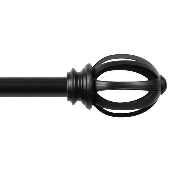 Kenney Lilly Cage 5/8" Fast Fit, Easy Install Decorative Window Curtain Rod, 66-120", Black