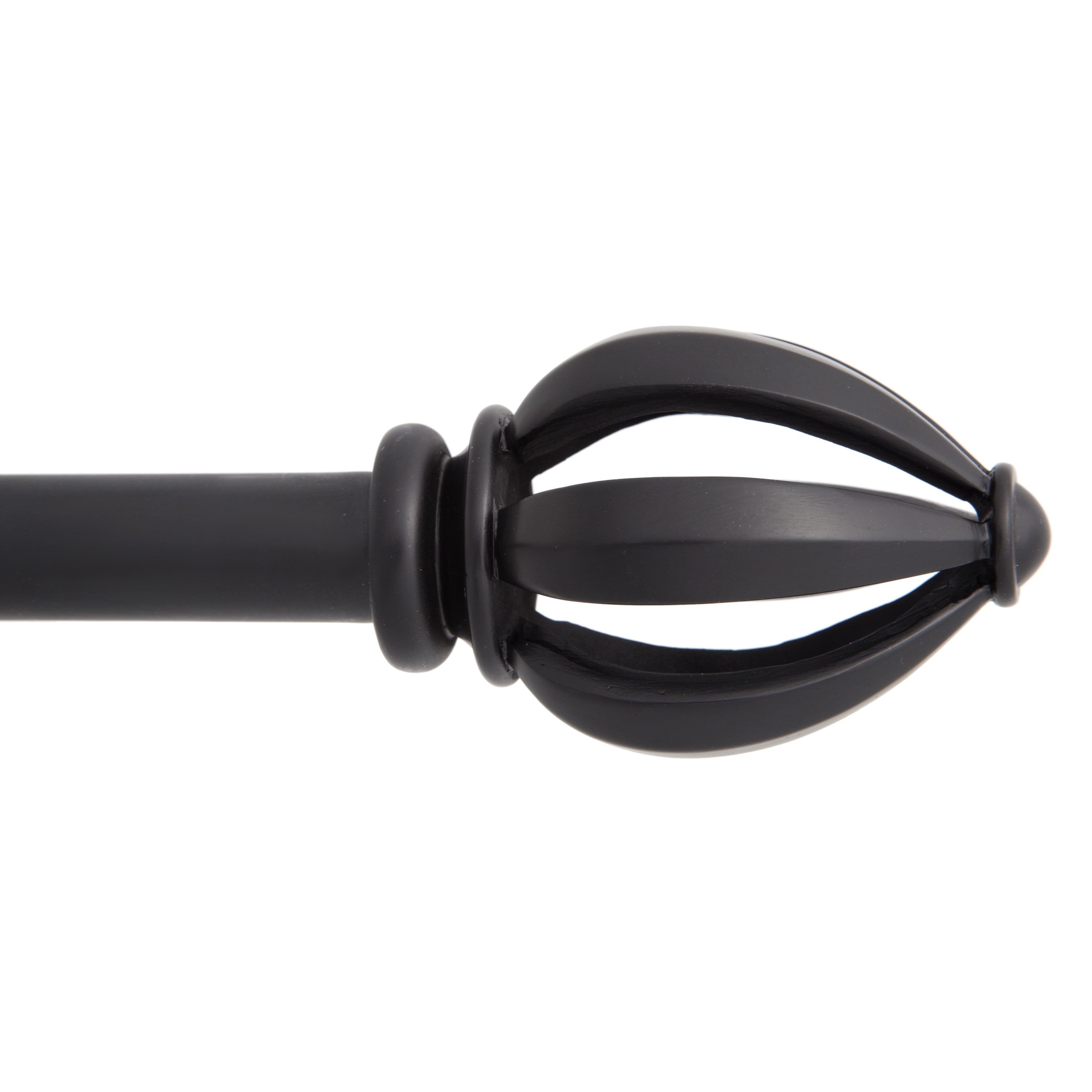 Lucas Black Adjustable Steel Curtain Rod with Openwork Finials