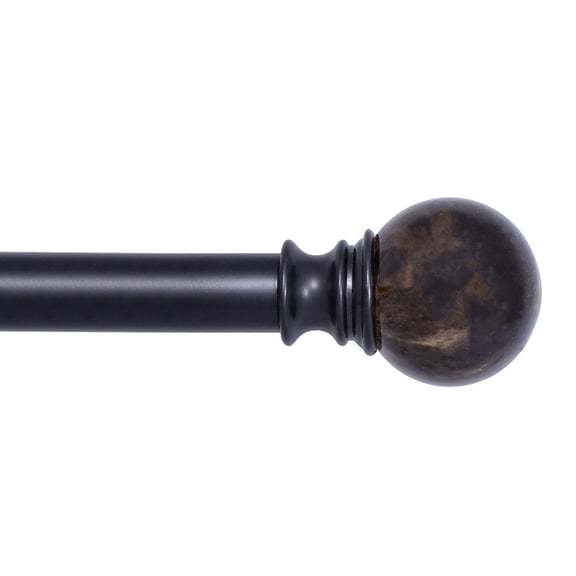 Kenney® Marble Ball 1" Value Decorative Window Curtain Rod, 30-84", Black