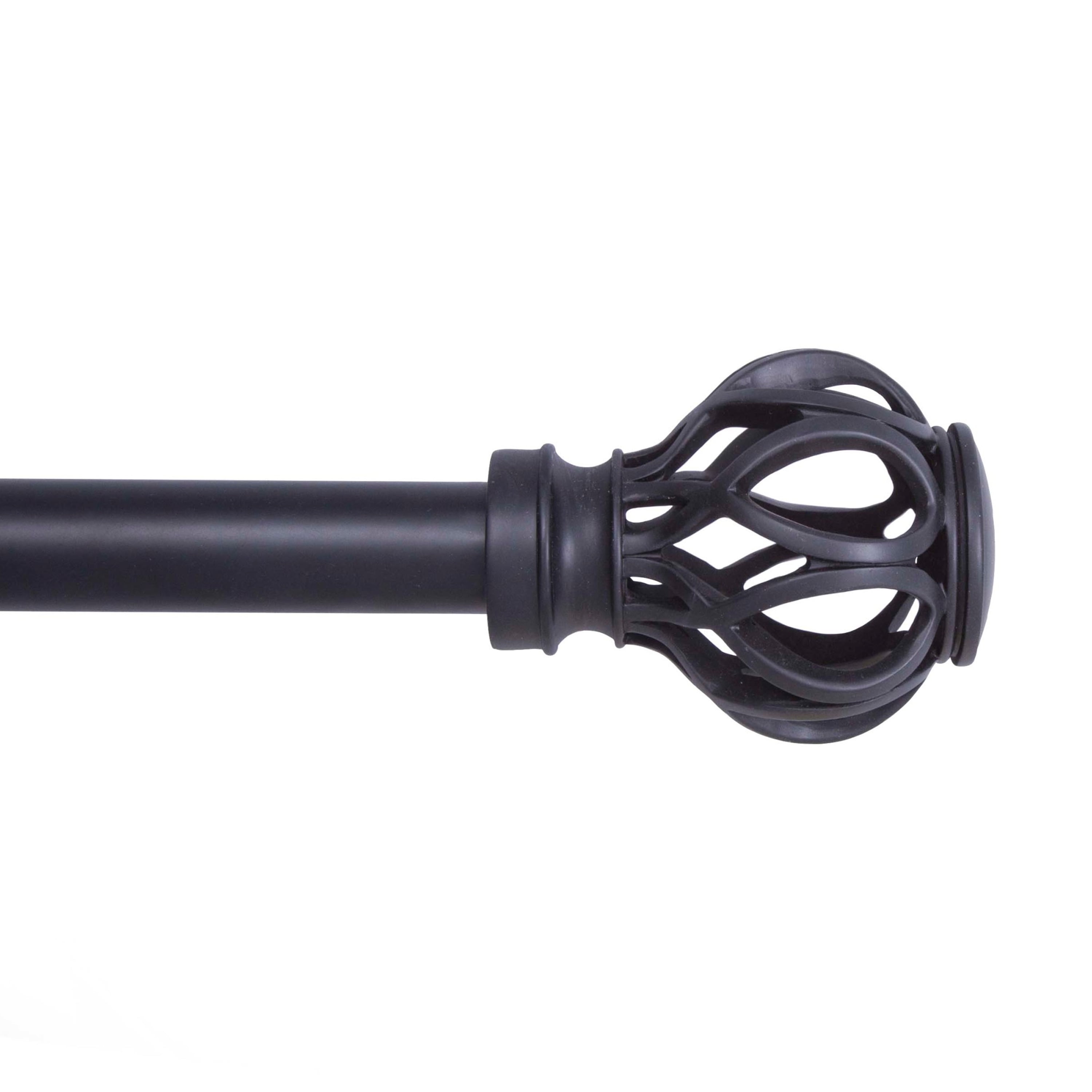 Kenney Mary Premium Steel Decorative Window Curtain Rod, 90-130" Adjustable Length, 1" Dia., Matte Black