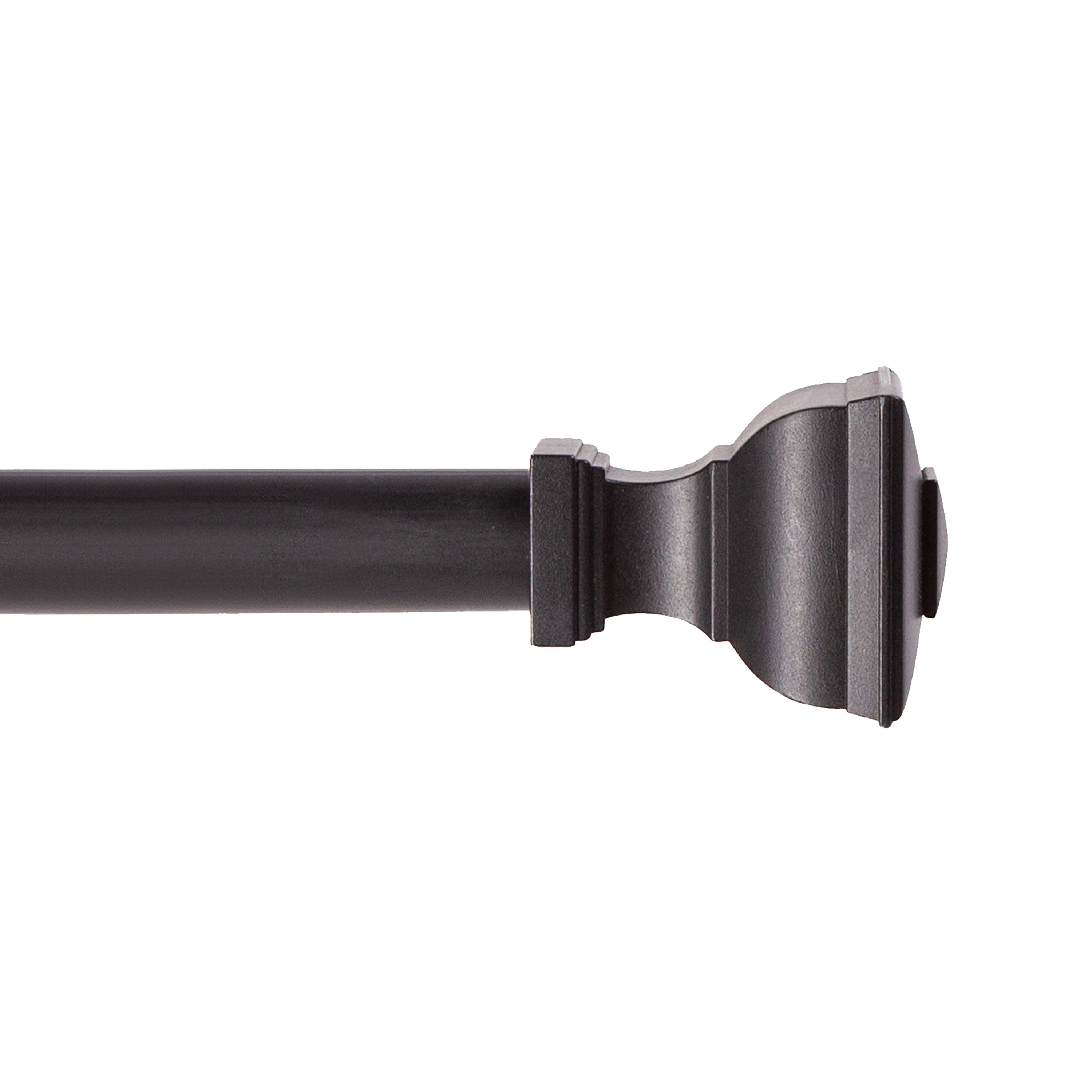 Kenney Mavis Standard Steel Decorative Window Curtain Rod, 48-86" Adjustable Length, 5/8" Dia., Matte Black