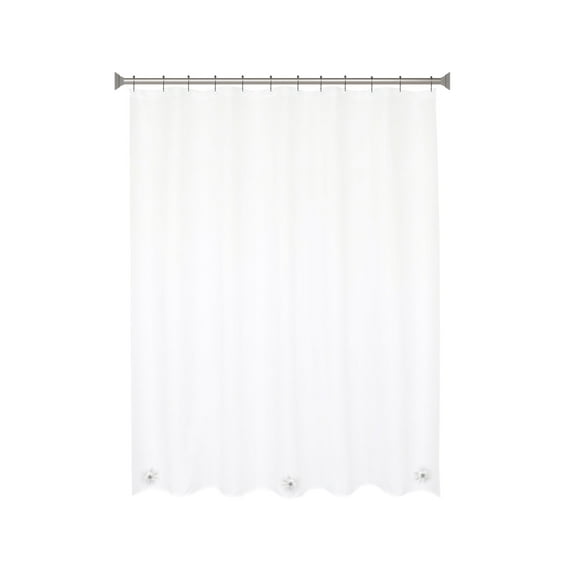 Kenney Medium Weight PEVA Shower Curtain Liner and Beaded Roller Ring Set, 70" W x 72" H, Clear
